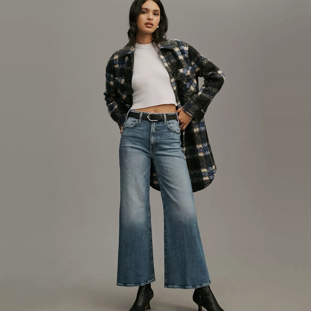NWT MOTHER The Hustler Roller Sneak High-Rise Wide-Leg Jeans